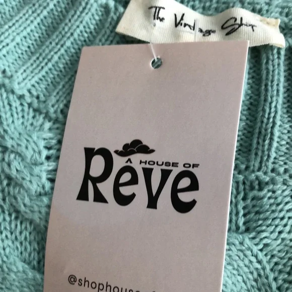 The Vintage Shop Reve Sweater One Shoulder Green Cable Knit SZ L NWT - Picture 2 of 7
